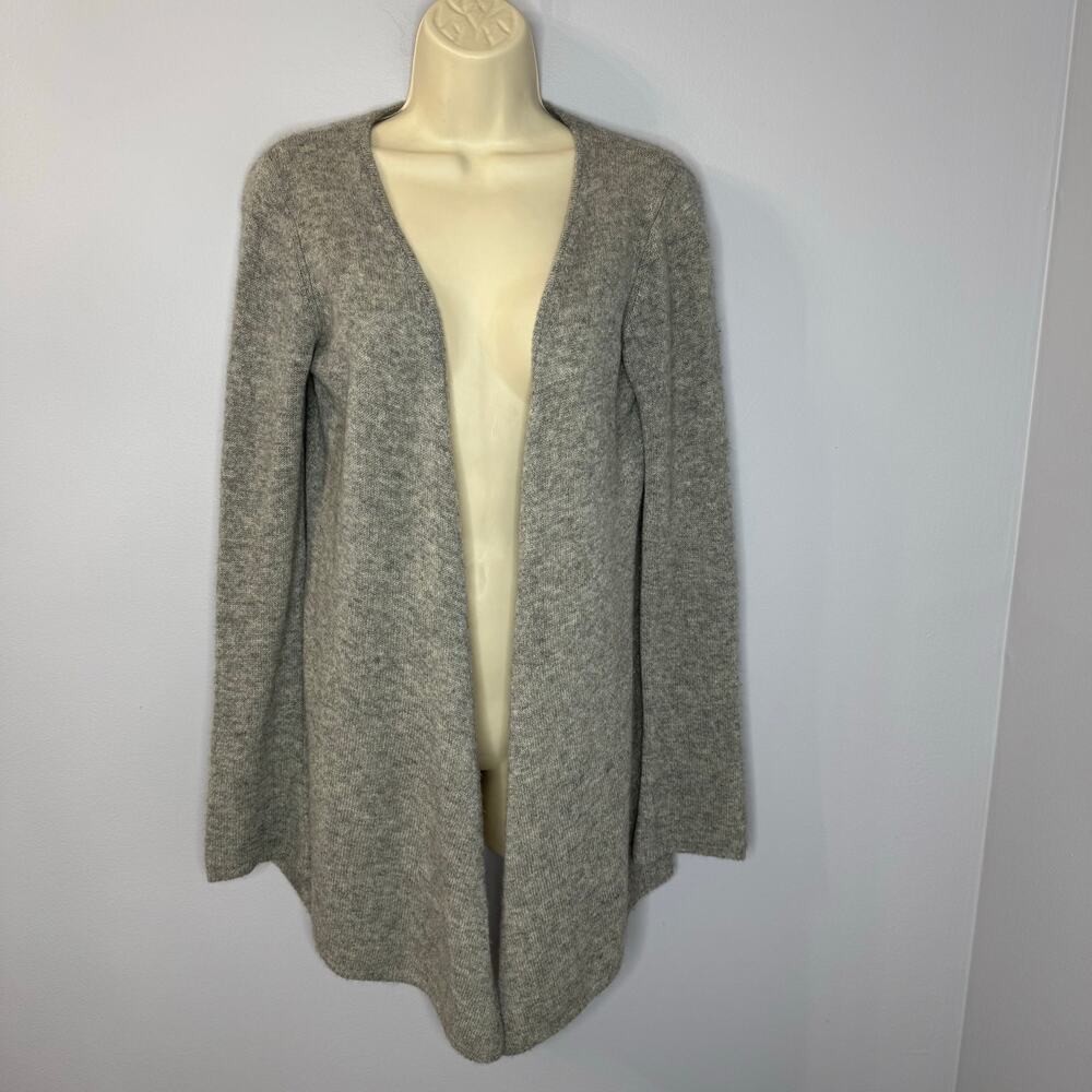 Minnie Rose Cashmere Open Front Cardigan Sweater Lightweight Sz XS Grey